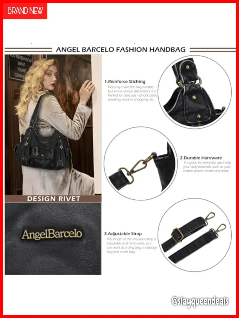 Soft PU Leather Hobo Shoulder Bag with Detachable Strap